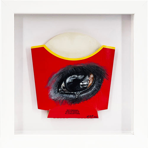 LOUISE McNAUGHT 'Do You Want Eyes with That?' (2019) RARE Artist-Framed Original on Fast Food Package - Signari Gallery 