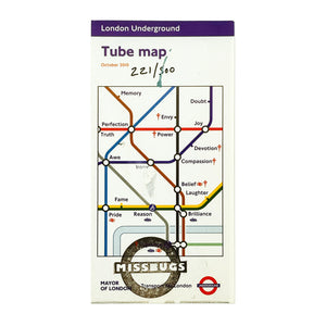 MISS BUGS 'Lost Her on the Tube' (2010) Rare Framed London Pocket Map