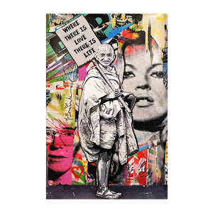 MR. BRAINWASH 'Gandhi: Where There is Love...' (2010) Rare Offset Lithograph Poster