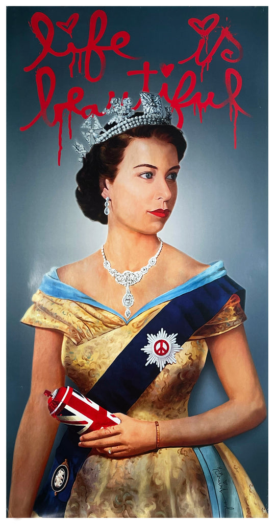 MR. BRAINWASH 'Life is Beautiful: Queen Elizabeth II' (2012) Rare Original London Show Poster - Signari Gallery 