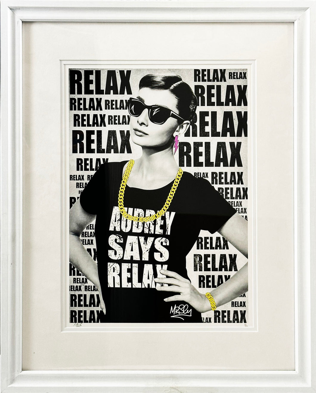 MR. SLY 'Audrey Says Relax' (Street Art) Framed Giclée Print - Signari Gallery 
