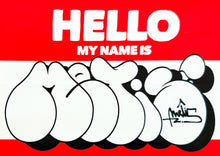 Load image into Gallery viewer, NUNO VIEGAS &#39;Metis Throwie&#39; (2022) &quot;Hello...&quot; Framed Sticker