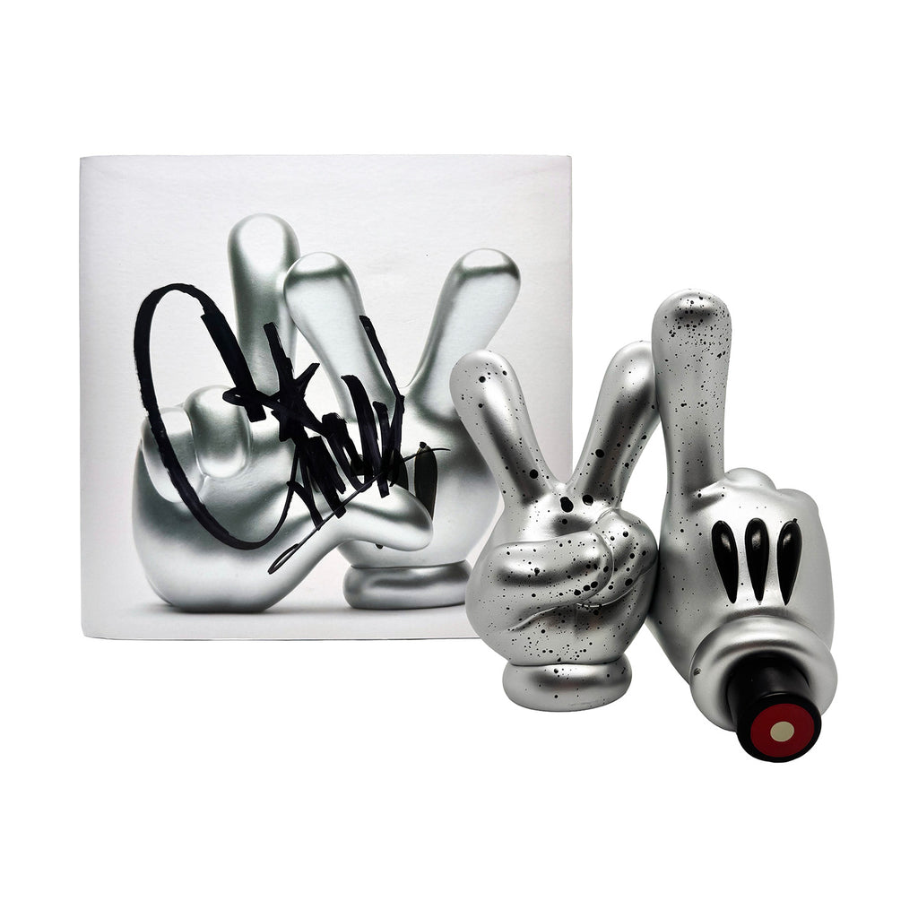 OG SLICK 'LV Hands' (2025) Hand-Embellished Designer Art Sculpture (silver)