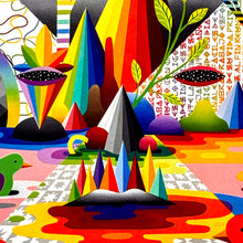 Load image into Gallery viewer, OKUDA &#39;Faces in Digital Landscapes&#39; (2024) Framed Original Show Card - Signari Gallery 