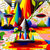 OKUDA 'Faces in Digital Landscapes' (2024) Framed Original Show Card - Signari Gallery 