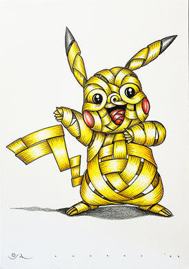 OTTO SCHADE 'Ribboned Pikachu' (2023) Hand-Drawn Original on Paper