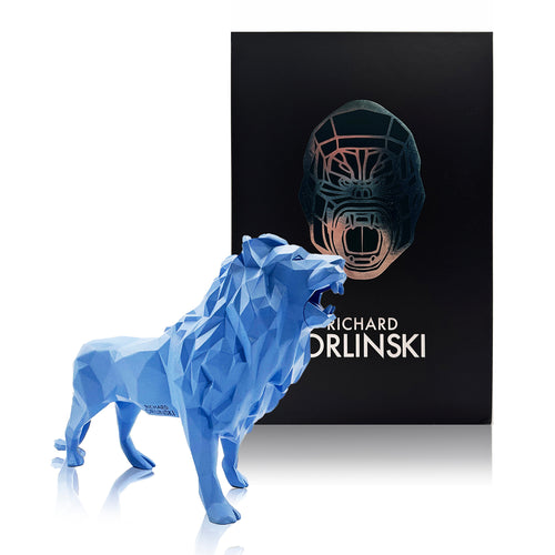 RICHARD ORLINSKI 'Lion Spirit' (2023) Matt Blue Resin Art Figure - Signari Gallery 