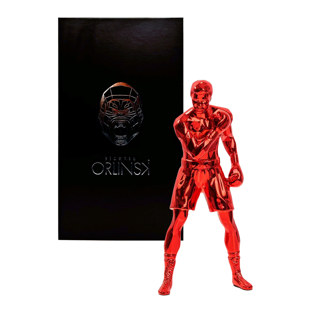 RICHARD ORLINSKI 'Muhammad Ali' (2024) Chrome Resin Designer Art Figure (red)