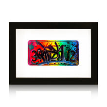 Load image into Gallery viewer, RISK &#39;Holiday Vault&#39; (2023) Float-Framed Hand-Painted License Plate - Signari Gallery 
