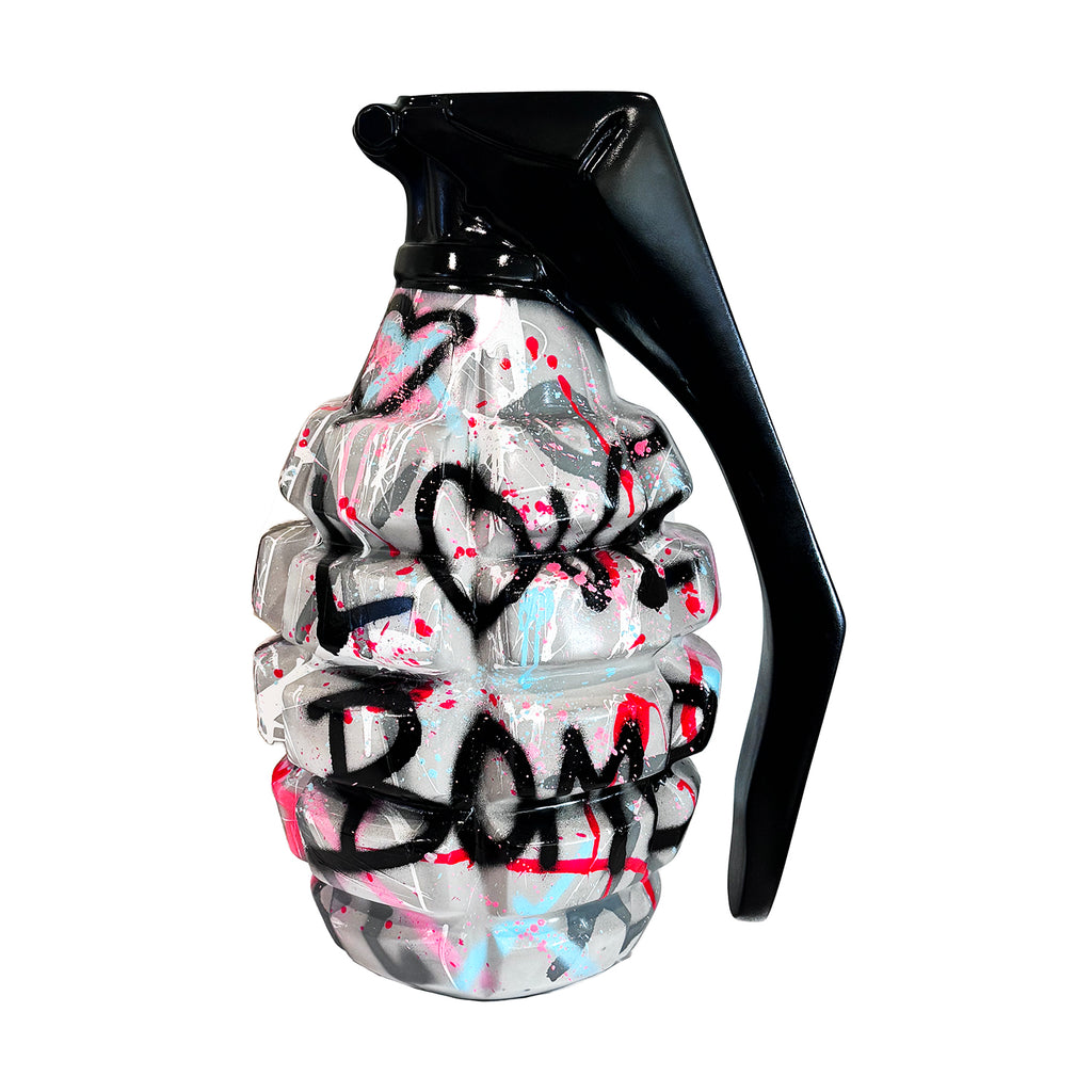 ROCKY ASBURY 'Love Bomb' (2022) Huge Hand-Painted Hand-Grenade