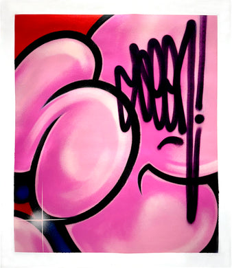 SEEN 'Original Painting #9969' (pink) Original Bubble-Tag on Canvas