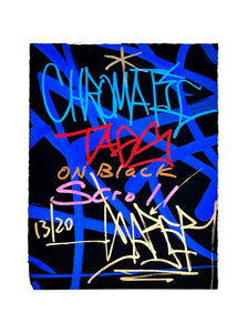 SABER 'Chromatic Tags Scroll' (2024) Hand-Painted Multiple on Paper