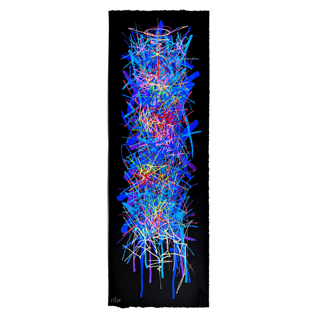 SABER 'Chromatic Tags Scroll' (2024) Hand-Painted Multiple on Paper
