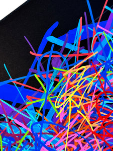 SABER 'Chromatic Tags Scroll' (2024) Hand-Painted Multiple on Paper