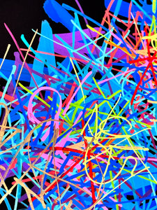 SABER 'Chromatic Tags Scroll' (2024) Hand-Painted Multiple on Paper