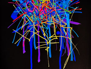 SABER 'Chromatic Tags Scroll' (2024) Hand-Painted Multiple on Paper