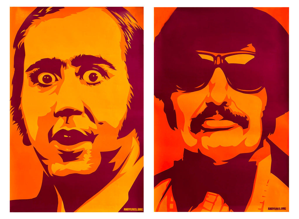 SHEPARD FAIREY 'Andy Lives: Andy Kaufman + Tony Clifton' (1999) Rare Lithograph Poster Set