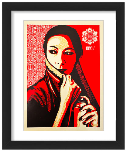 SHEPARD FAIREY 'Commanda' (2019) Framed Original Large Sticker - Signari Gallery 