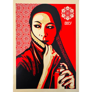 SHEPARD FAIREY 'Commanda' (2019) Framed Original Large Sticker - Signari Gallery 