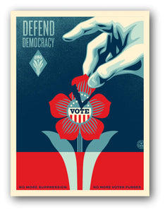 SHEPARD FAIREY 'Defend Democracy' (2023) Screen Print - Signari Gallery 