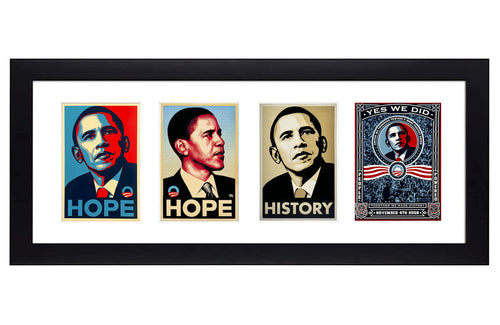 SHEPARD FAIREY x EL MAC 'Obama for President' (2008-2009) Framed Original 4-Decal Set