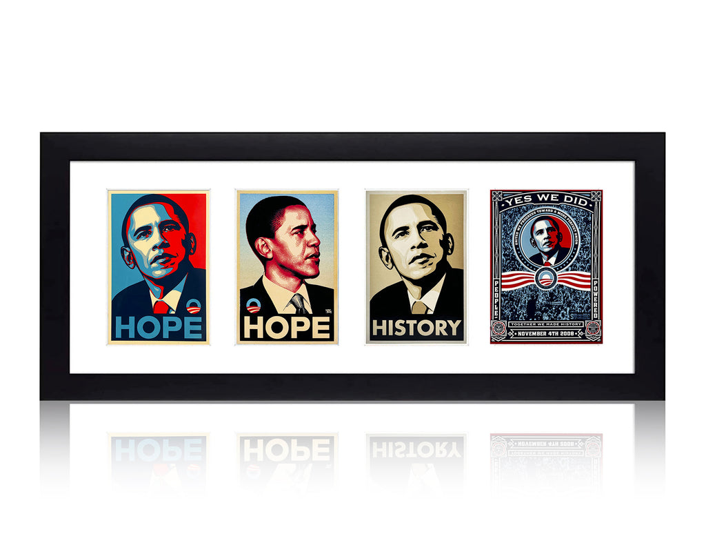 SHEPARD FAIREY x EL MAC 'Obama for President' (2008-2009) Framed Original 4-Decal Set