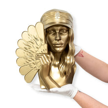 Load image into Gallery viewer, SHEPARD FAIREY &#39;Fan the Flames&#39; (2025) Resin Designer Art Sculpture (gold) - Signari Gallery 