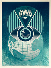 Load image into Gallery viewer, SHEPARD FAIREY 'Flint Eye Alert Globe' (2017) Rare Screen Print - Signari Gallery 