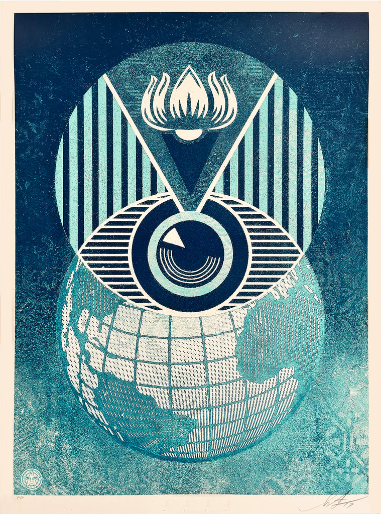 SHEPARD FAIREY 'Flint Eye Alert Globe' (2017) Screen Print (#PP)