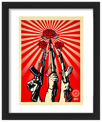 SHEPARD FAIREY 'Guns and Roses' (2019) Framed Original Large Sticker