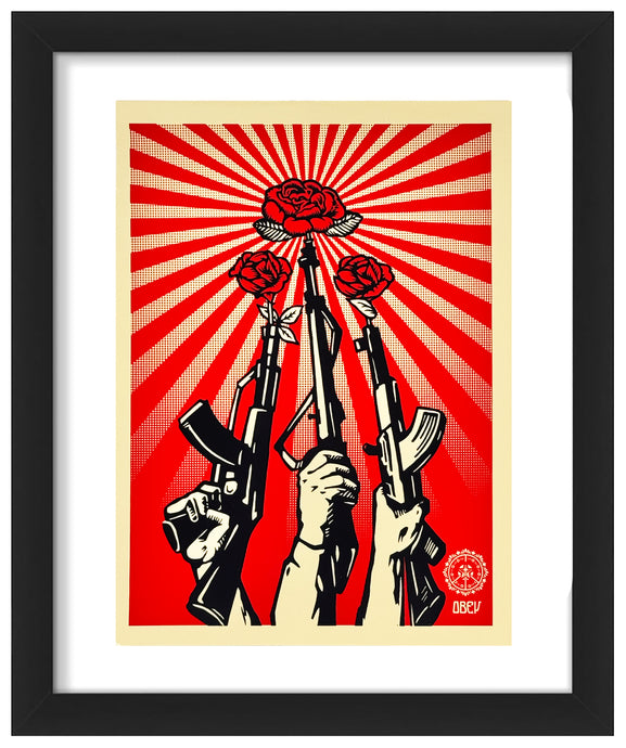 SHEPARD FAIREY 'Guns and Roses' (2019) Framed Original Large Sticker