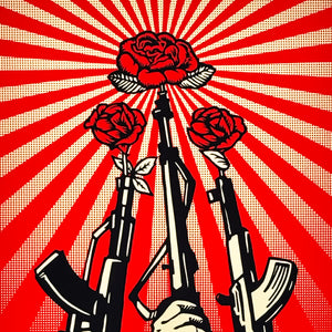SHEPARD FAIREY 'Guns and Roses' (2019) Framed Original Large Sticker - Signari Gallery 