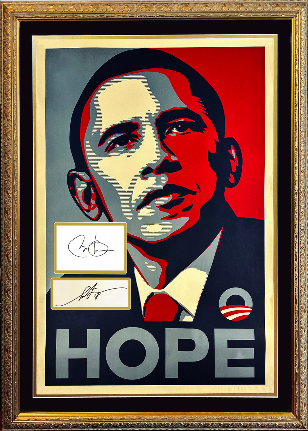 SHEPARD FAIREY x BARACK OBAMA 'Hope' (2008) Custom Framed Original Litho w/ Original Signatures