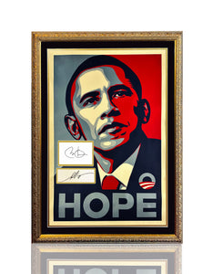 SHEPARD FAIREY x BARACK OBAMA 'Hope' (2008) Custom Framed Original Litho w/ Original Signatures