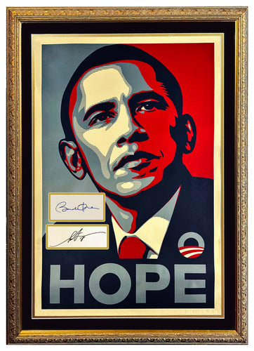 SHEPARD FAIREY 'Hope' (2008) Custom Framed ORIGINAL Litho w/Fairey + Obama Originals Sigs. - Signari Gallery 