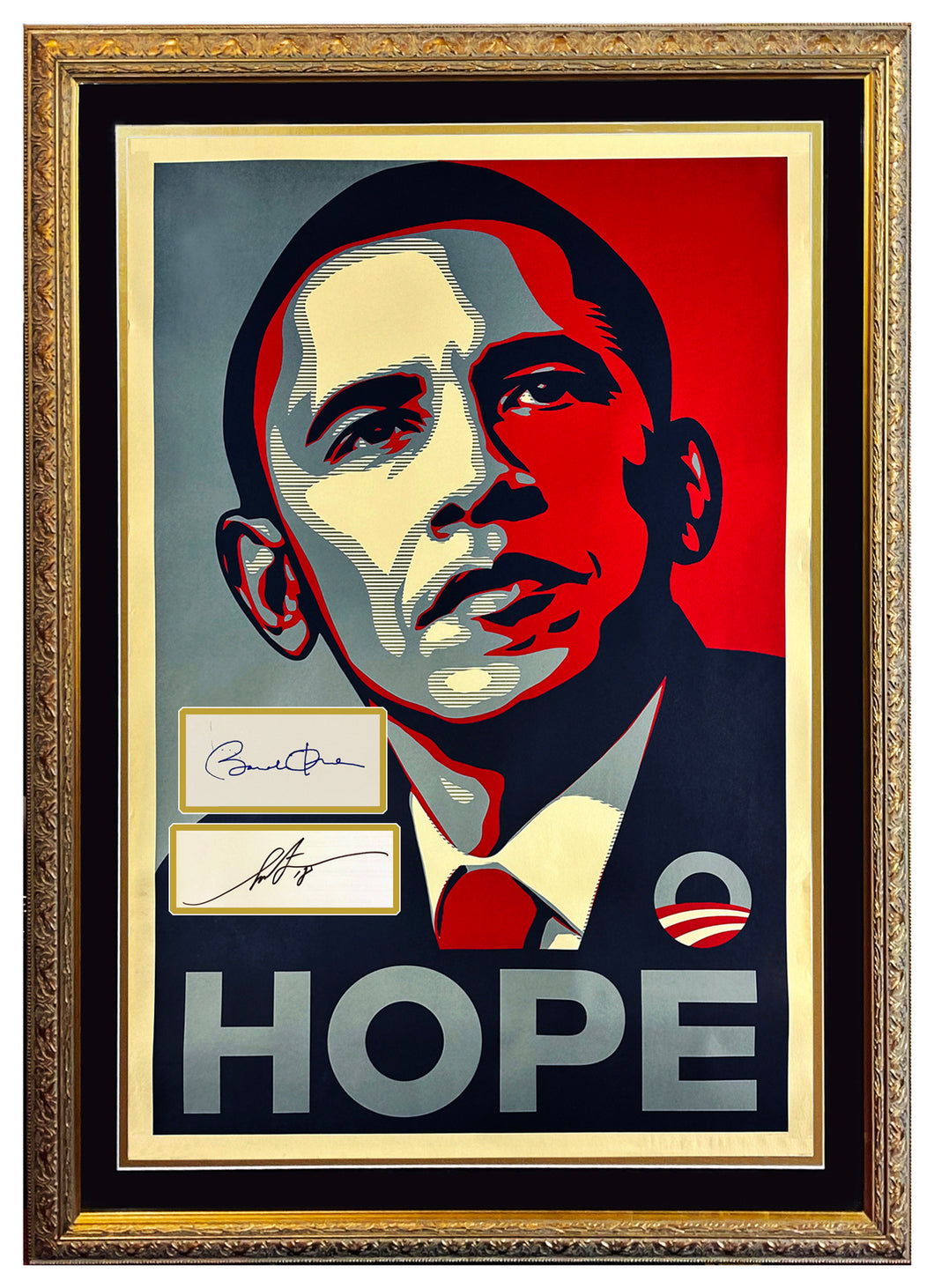 SHEPARD FAIREY 'Hope' (2008) Custom Framed ORIGINAL Litho w/Fairey + Obama Originals Sigs. - Signari Gallery 
