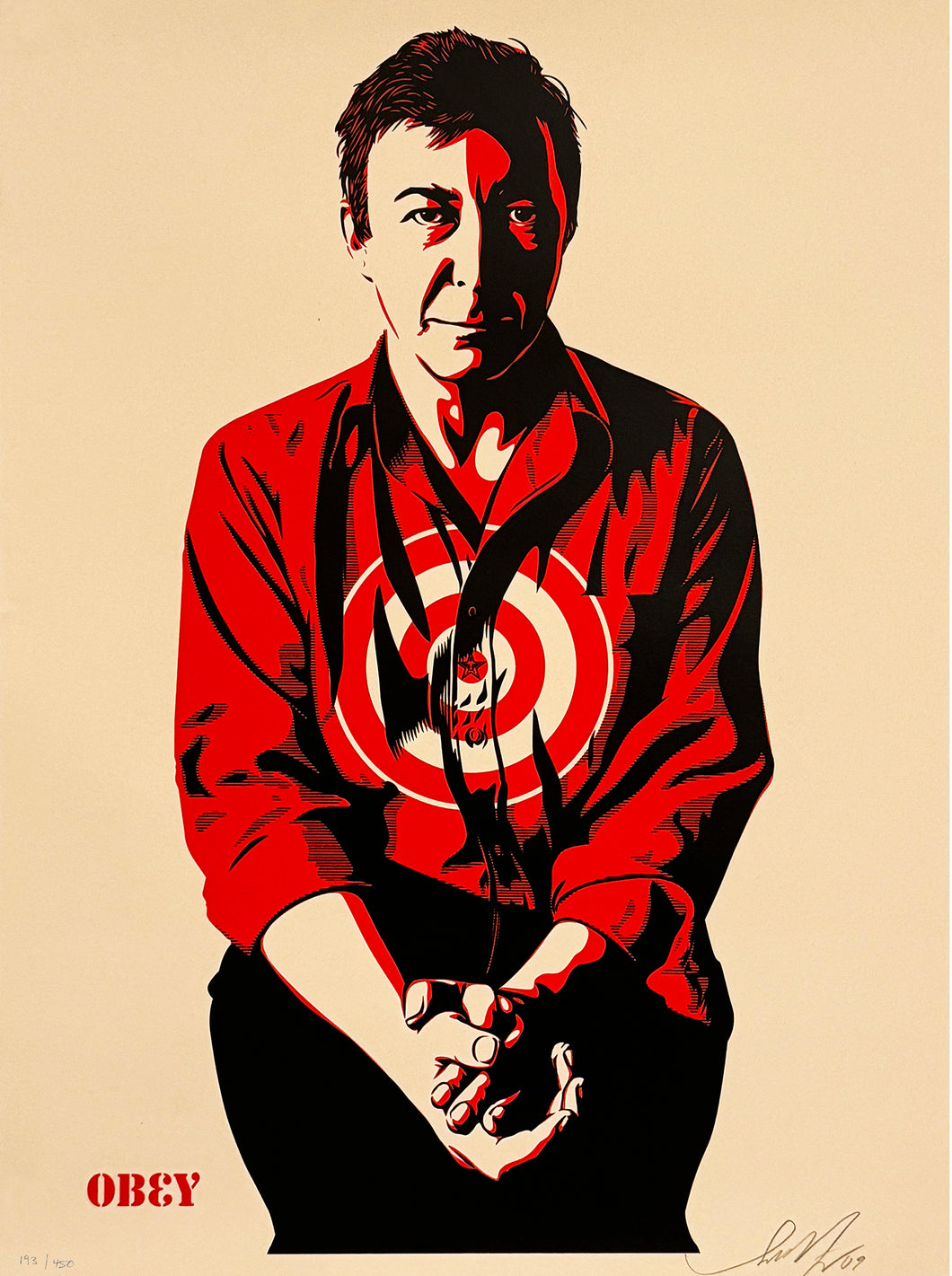 SHEPARD FAIREY 'Jasper Johns' (2009) Rare Screen Print (cream-#193)