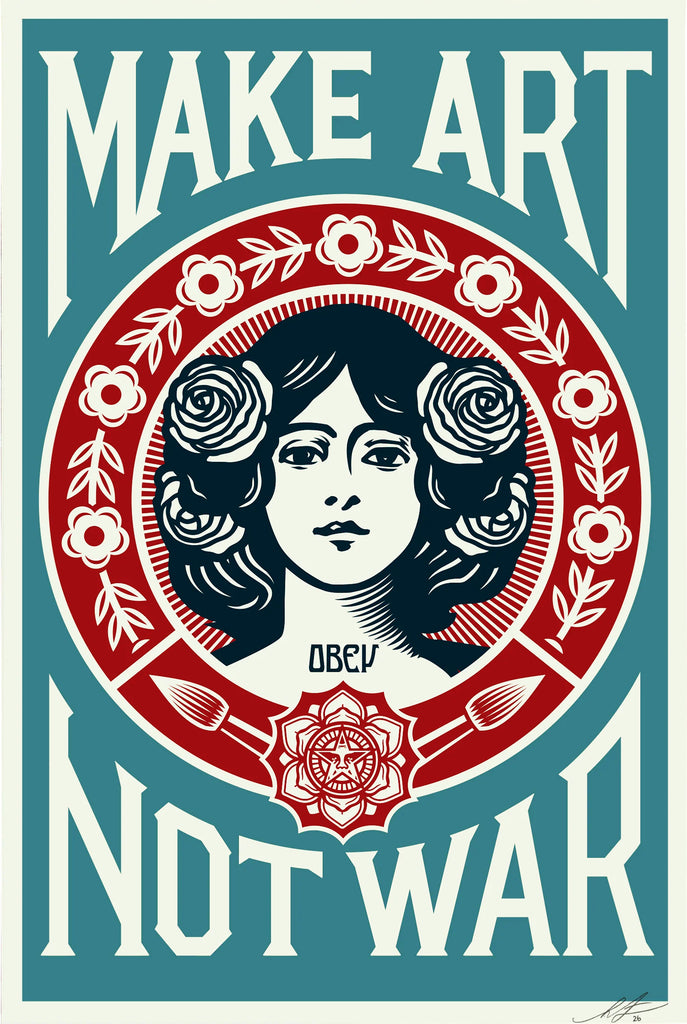 SHEPARD FAIREY 'Make Art Not War' (2026) Offset Lithograph Print (blue)