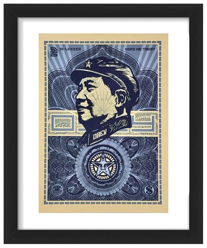 SHEPARD FAIREY 'Mao Money' (2019) Framed Original Large Sticker