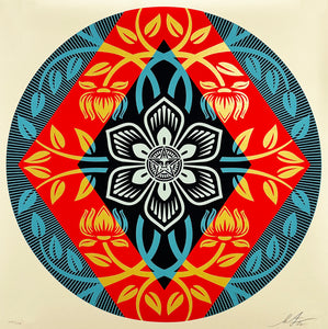 SHEPARD FAIREY 'Obey Diamond Flower Round' (2022) Screen Print - Signari Gallery 