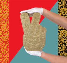 Load image into Gallery viewer, SHEPARD FAIREY &#39;Peace Fingers&#39; (2024) Resin Designer Art Sculpture (gold)