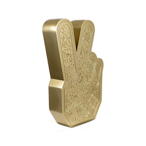 SHEPARD FAIREY 'Peace Fingers' (2024) Resin Designer Art Sculpture (gold)