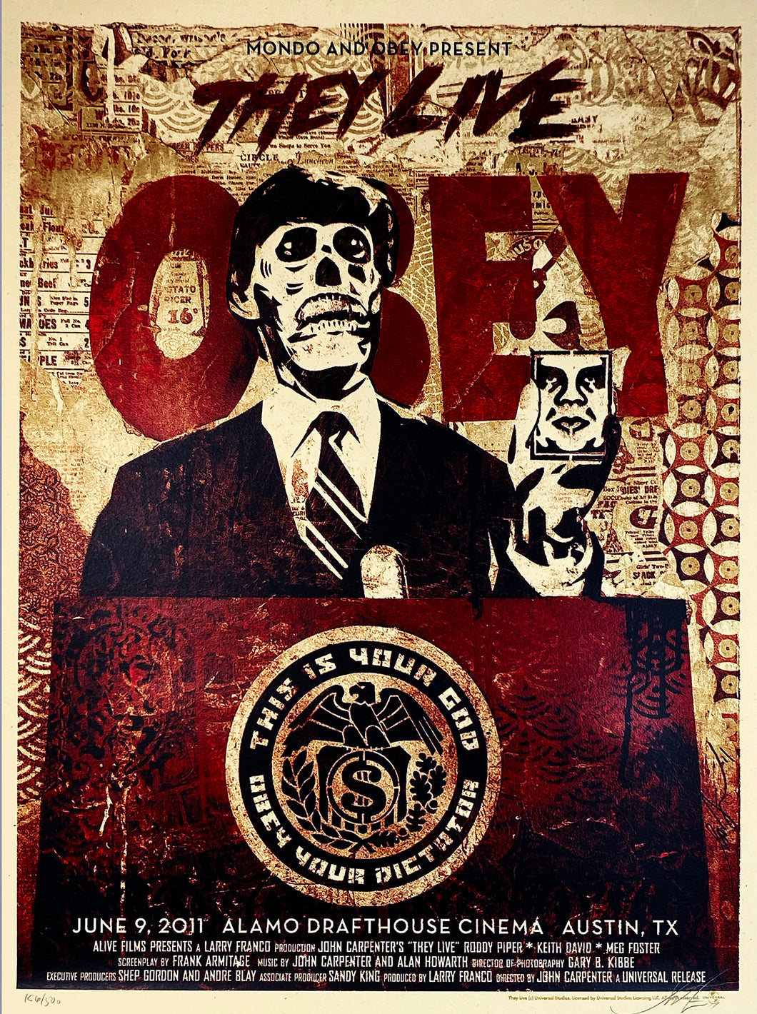 SHEPARD FAIREY x MONDO 'They Live' (2011) Rare First Ed. Screen Print - Signari Gallery 