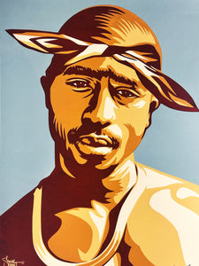 SHEPARD FAIREY 'Tupac' (blue) Screen Print - Signari Gallery 