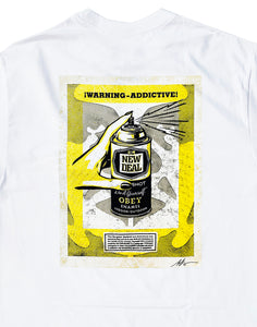 SHEPARD FAIREY 'Warning: Addictive' (2019) Collectible T-Shirt - Signari Gallery 