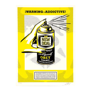 SHEPARD FAIREY 'Warning: Addictive' (2019) Rare 1st Edition Screen Print