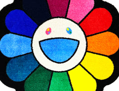 TAKASHI MURAKAMI 'Flowers' (2022) Floor Rug/Mat (rainbow