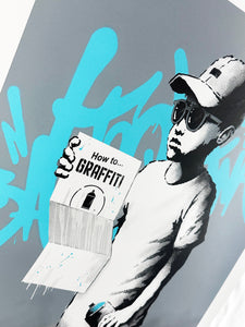 ZEDSY 'How to Graffiti' (aqua) Screen Print - Signari Gallery 