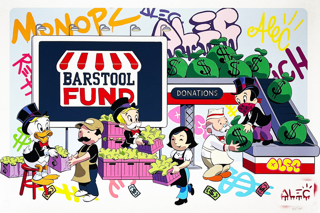 ALEC MONOPOLY 'Barstool Fund' Screen Print (#848)