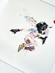 ANTONY MICALLEF 'Uzi Lover I' Rare Framed Offset Lithograph - Signari Gallery 